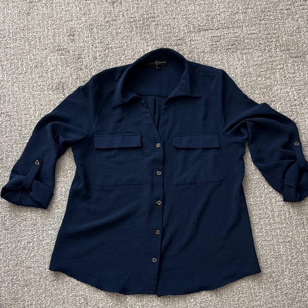 Fred David Deep Blue Shirt. No rips or stains.